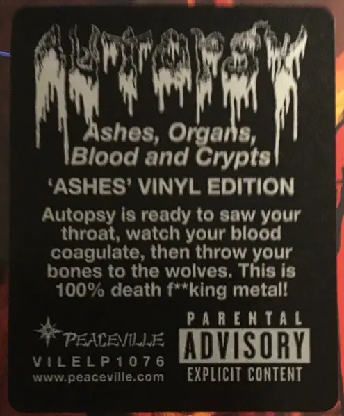 Autopsy - Ashes, Organs, Blood And Crypts (Альбом) - фото №2