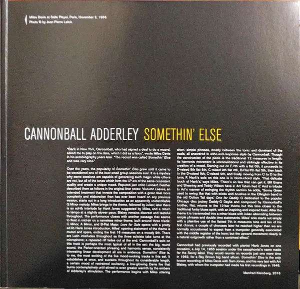 Cannonball Adderley - Somethin' Else (180g, Gatefold, LP, Album, Reissue) - фото №4
