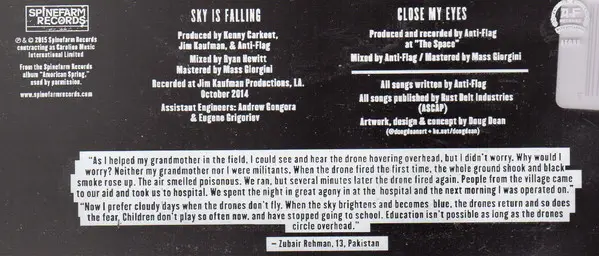 Anti-Flag - Sky Is Falling (Нестандартной формы, Сингл, Лимитированое, Пластинка с изображением) - фото №4