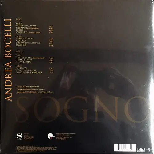 Andrea Bocelli - Sogno (2 пластинки, Альбом, Переиздание, Ремастеринг) - фото №2