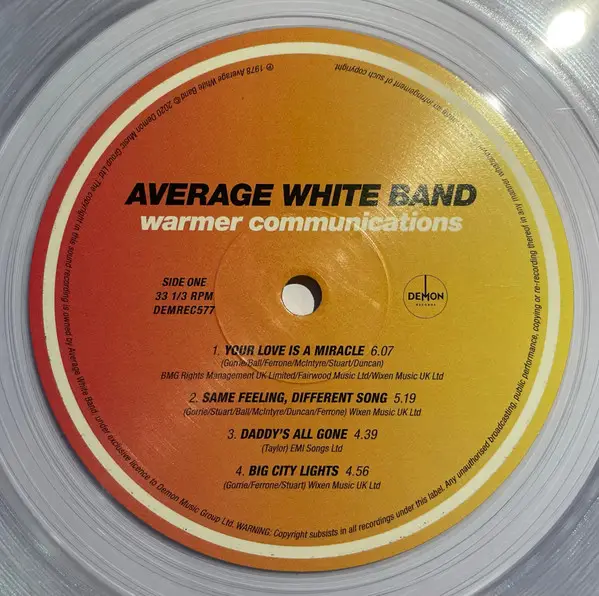 Average White Band - Warmer Communications (Прозрачный, 180 грамм, Альбом, Переиздание) - фото №3