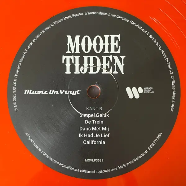 3JS - Mooie Tijden (Orange, LP, Album, Numbered) - фото №5