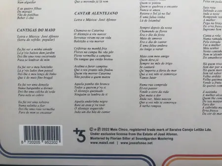 José Afonso - Cantigas Do Maio (Gatefold, LP, Album, Reissue, Stereo) - фото №6