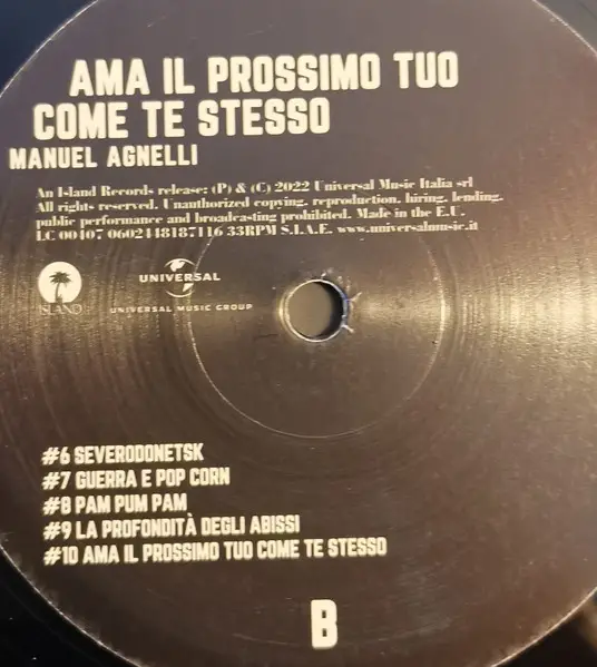 Manuel Agnelli - Ama Il Prossimo Tuo Come Te Stesso (LP, Album, Stereo) - фото №3