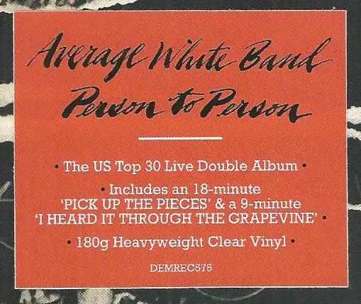 Average White Band - Person To Person (2 платівки, Прозорий, Альбом, Перевидання, Ремастеринг) - фото №13