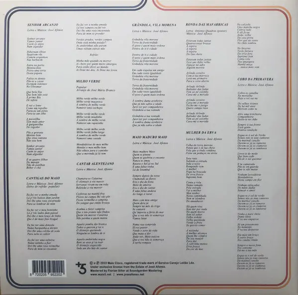 José Afonso - Cantigas Do Maio (Gatefold, LP, Album, Reissue, Stereo) - фото №4