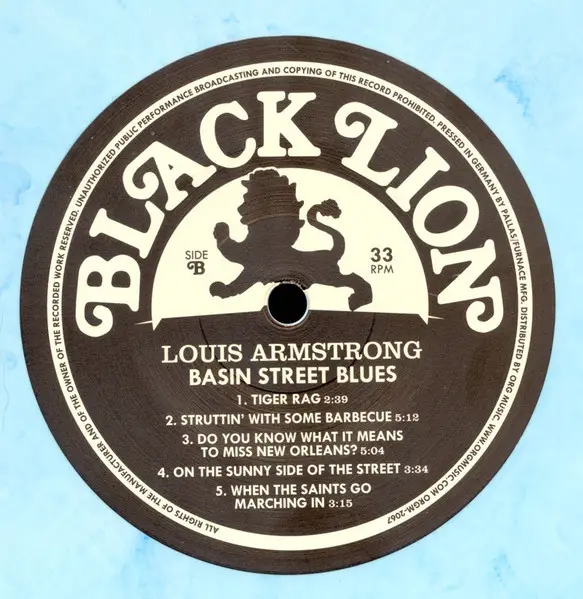 Louis Armstrong - Basin Street Blues (Синий, Мрамор, 180 грамм, Лимитированое) - фото №4