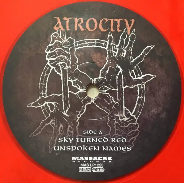 Atrocity - Unspoken Names (Demo 1991) (Красный, Прозрачный, 45 об/мин, EP, Лимитированое, Ремастеринг) - фото №4
