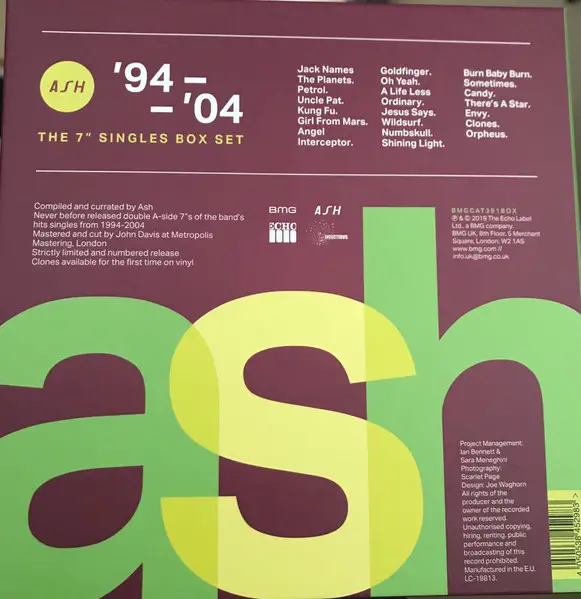 Ash - ‘94 - ‘04: The 7” Singles Box Set (10 платівок, 45 об/хв, Сінгл) - фото №2