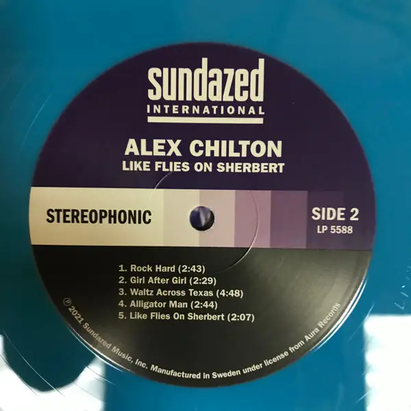 Alex Chilton - Like Flies On Sherbert (Непрозорий, Синьо-зелений, Альбом, Перевидання) - фото №4