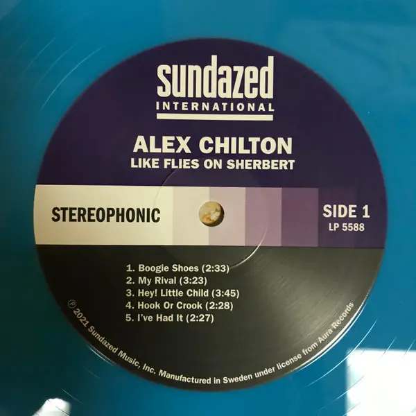 Alex Chilton - Like Flies On Sherbert (Непрозорий, Синьо-зелений, Альбом, Перевидання) - фото №3