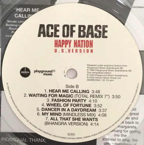 Ace Of Base - Happy Nation (U.S. Version) (Clear, LP, Reissue) - фото №7