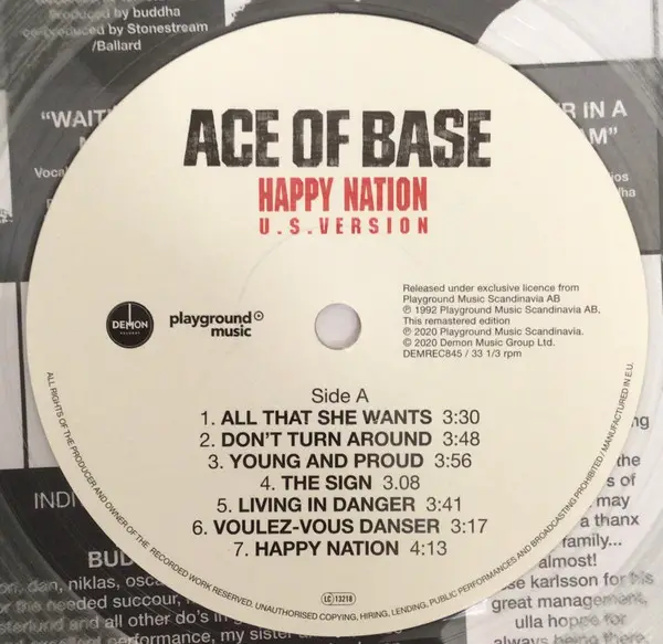 Ace Of Base - Happy Nation (U.S. Version) (Clear, LP, Reissue) - фото №6
