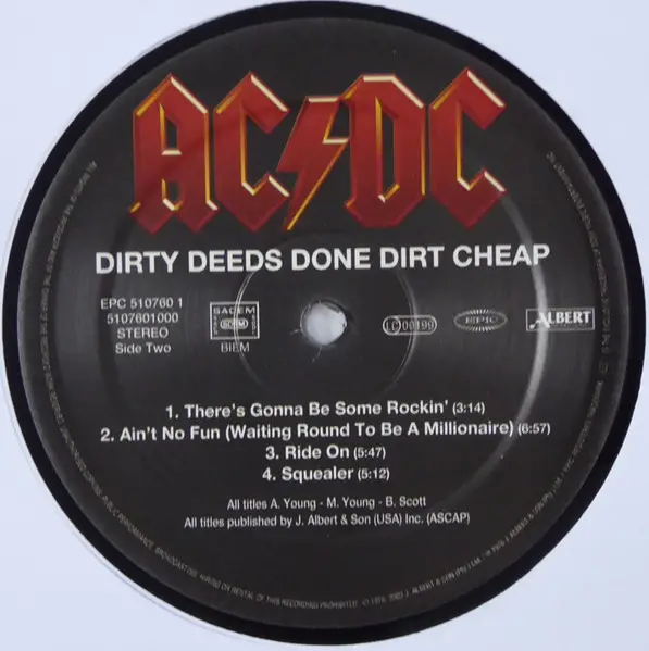 AC/DC - Dirty Deeds Done Dirt Cheap (LP, Album, Reissue, Remastered, Stereo) - фото №4