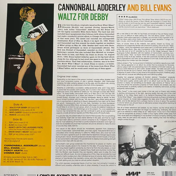 Cannonball Adderley & Bill Evans - Waltz for Debby (LP, Album, Reissue, Stereo) - фото №2