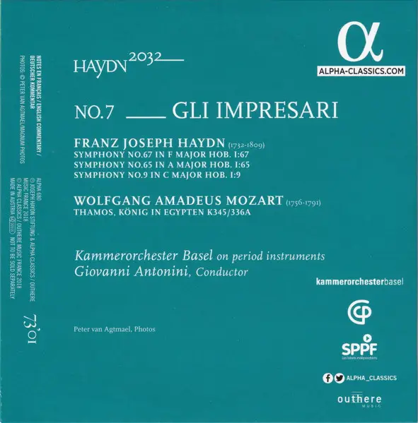 Joseph Haydn & Giovanni Antonini & Kammerorchester Basel - No. 7 __ Gli Impresari (2 платівки, 180 грам, Альбом, Лимітоване, Пронумерований) - фото №19