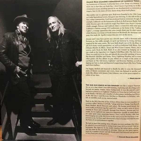 Dave Alvin & Jimmie Dale Gilmore - Downey To Lubbock (2 платівки, Розкладна обкладинка, Альбом) - фото №3