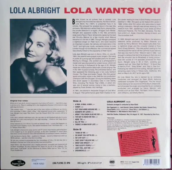 Lola Albright - Lola Wants You (Альбом, Лимітоване, Пронумерований, Перевидання) - фото №2