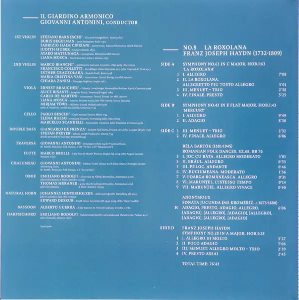 Joseph Haydn & Giovanni Antonini & Il Giardino Armonico - No. 8 _ La Roxolana (2 платівки, 180 грам, Альбом, Лимітоване, Пронумерований) - фото №17