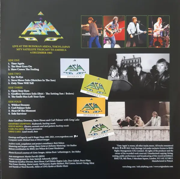 Asia - Live At The Budokan Tokyo 1983 (MTV Satellite Telecast To America 6 December 1983) (2 платівки, Альбом, Ремастеринг, Моно) - фото №12