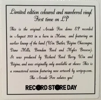 Arcade Fire - Arcade Fire (Синий, Прозрачный, EP, Record Store Day, Лимитированое, Пронумерованный, Переиздание, Ремастеринг) - фото №11