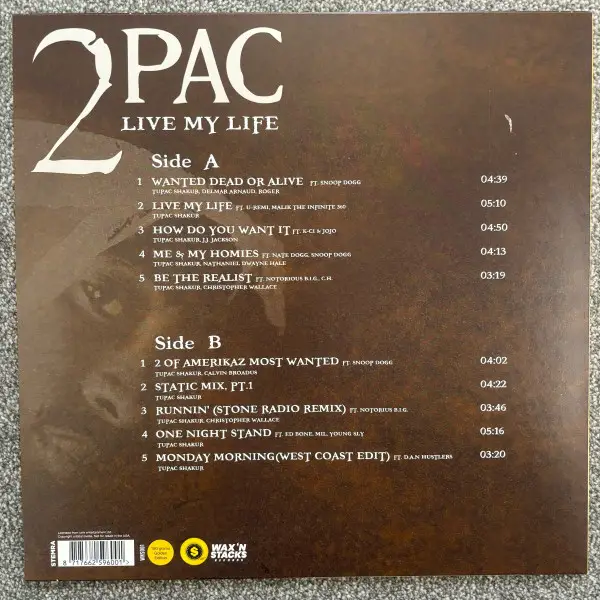 2Pac - Live My Life  (vinyl, Gold, LP, Compilation) - фото №2