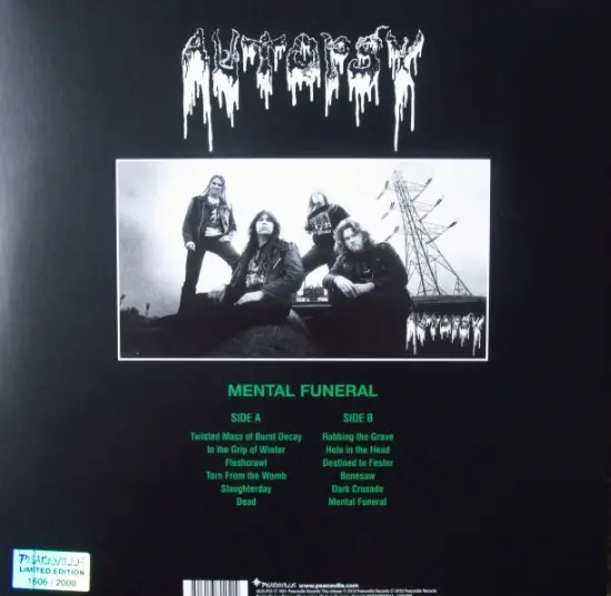 Autopsy - Mental Funeral (Красный, Раскладная обложка, 180 грамм, Альбом, Лимитированое, Пронумерованный, Переиздание, Ремастеринг) - фото №3