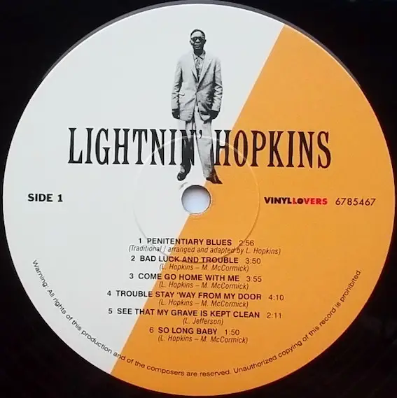 Lightnin' Hopkins - Lightnin' Hopkins (180g, LP, Album, Reissue) - фото №3