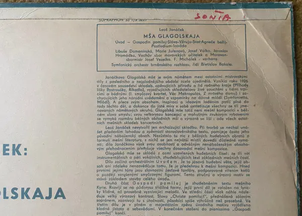 Leoš Janáček - Mša Glagolskaja (LP, Album, Mono) - фото №6
