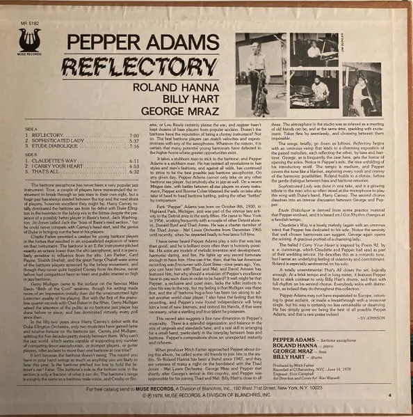 Pepper Adams - Reflectory (LP, Album) - фото №2