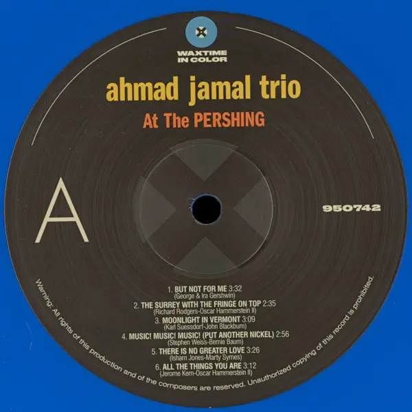 Ahmad Jamal Trio - Ahmad Jamal At The Pershing - But Not For Me (180 грам, Синій, Альбом, Лимітоване, Перевидання, Ремастеринг) - фото №3