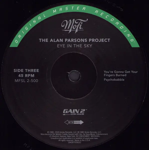 The Alan Parsons Project - Eye In The Sky (2 пластинки, 180 грамм, Раскладная обложка, 45 об/мин, Альбом, Пронумерованный, Переиздание, Ремастеринг, Специальное издание) - фото №6