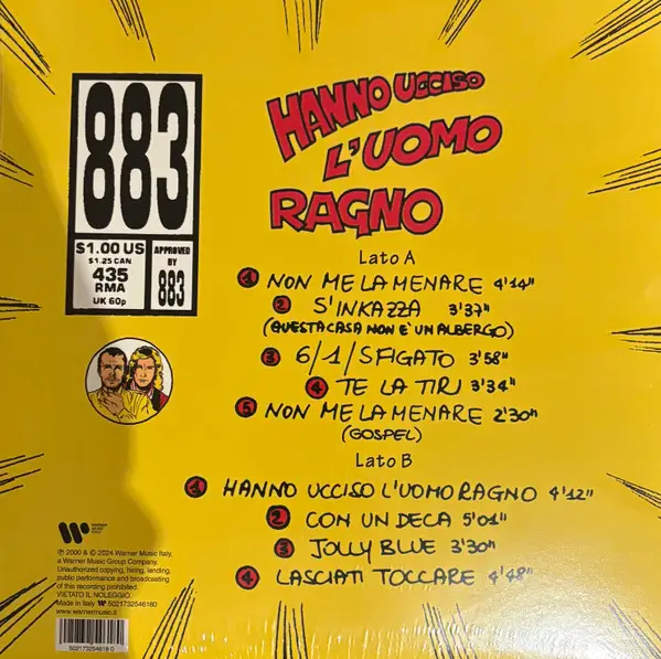 883 - Hanno Ucciso L'Uomo Ragno (Red, Yellow, Splatter, LP, Album, Reissue, Stereo) - фото №2