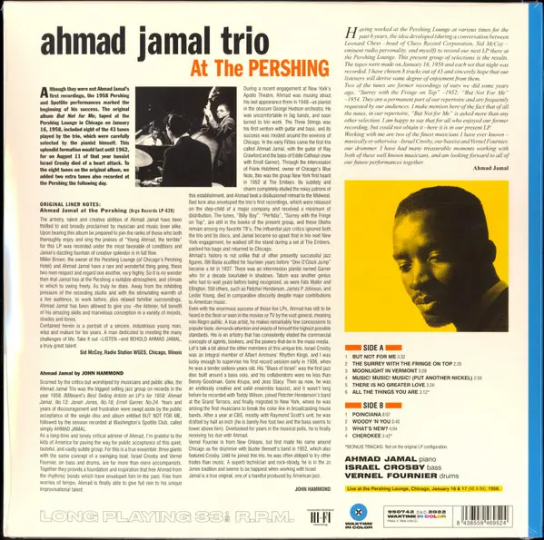 Ahmad Jamal Trio - Ahmad Jamal At The Pershing - But Not For Me (180 грам, Синій, Альбом, Лимітоване, Перевидання, Ремастеринг) - фото №2