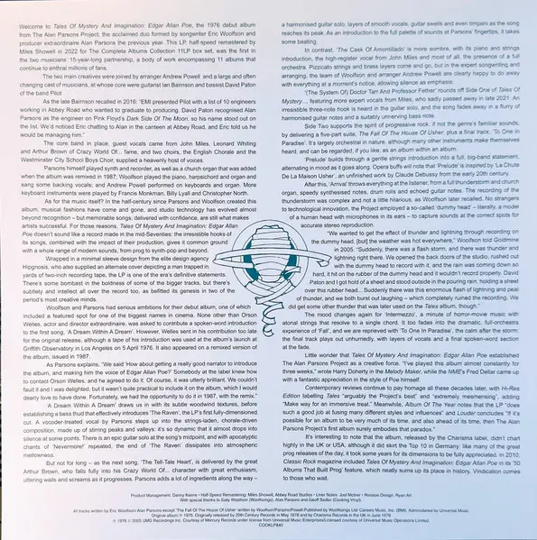 The Alan Parsons Project - Tales Of Mystery And Imagination - Edgar Allan Poe (Раскладная обложка, 180 грамм, Прозрачный, Альбом, Лимитированое, Ремастеринг) - фото №5