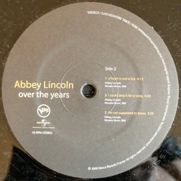 Abbey Lincoln - Over The Years (2 пластинки, LP, Album, Reissue) - фото №3