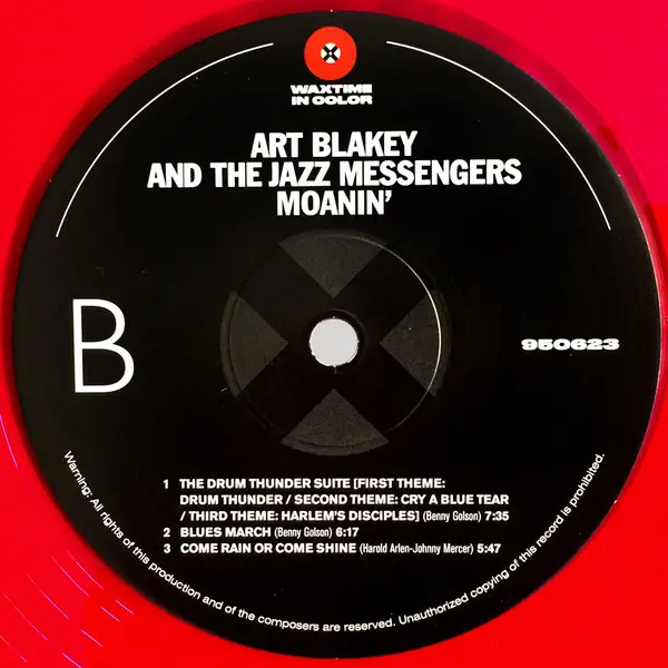 Art Blakey & The Jazz Messengers - Moanin' (Червоний, Напівпрозорий, 180 грам, Альбом, Лимітоване, Перевидання) - фото №7