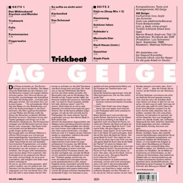 AG Geige - Trickbeat (Pink, LP, Album, Numbered, Reissue) - фото №2