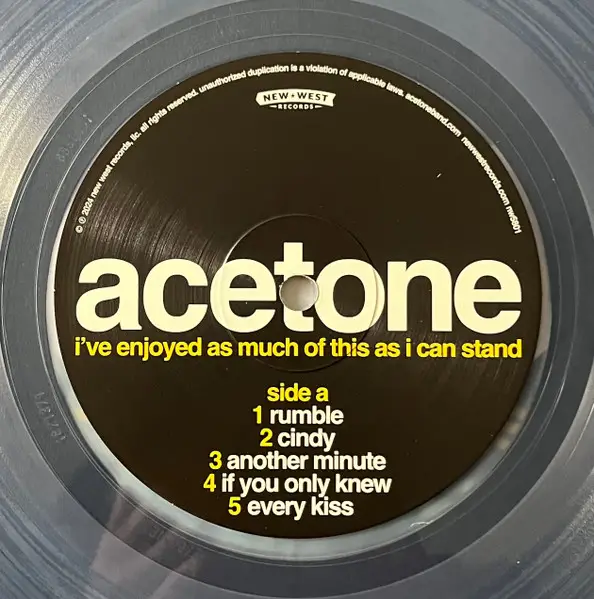 Acetone - I've Enjoyed As Much Of This As I Can Stand: Live At The Knitting Factory, NYC: May 31, 1998 (2 пластинки, Clear, LP) - фото №5
