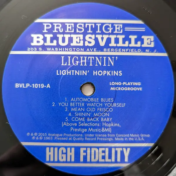 Lightnin' Hopkins - Lightnin' (The Blues Of Lightnin' Hopkins)  (200g, LP, Album, Reissue, Repress, Stereo) - фото №3