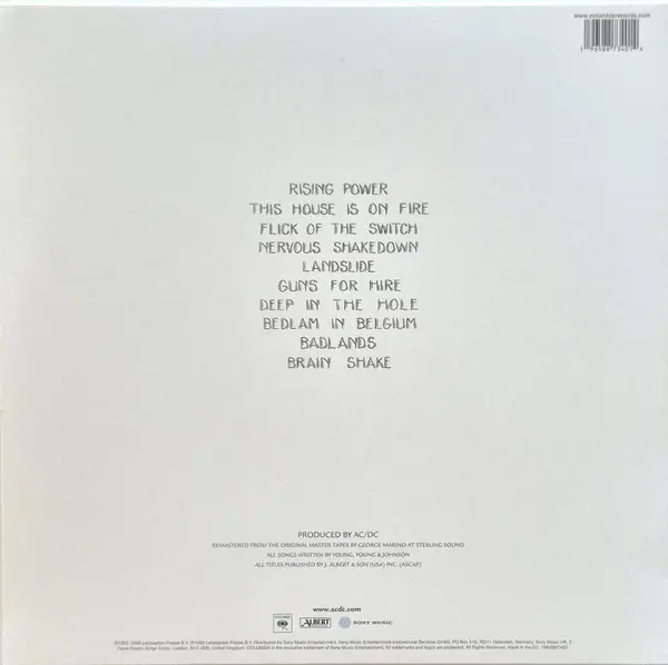AC/DC - Flick Of The Switch (Gold, Edition, LP, Album, Reissue, Remastered, Stereo) - фото №2