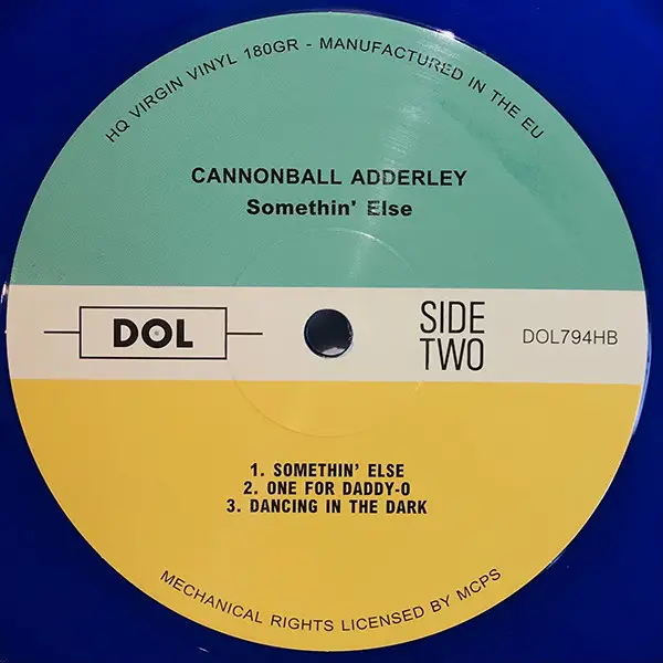 Cannonball Adderley - Somethin' Else (Blue, 180gr, LP, Album, Reissue) - фото №4