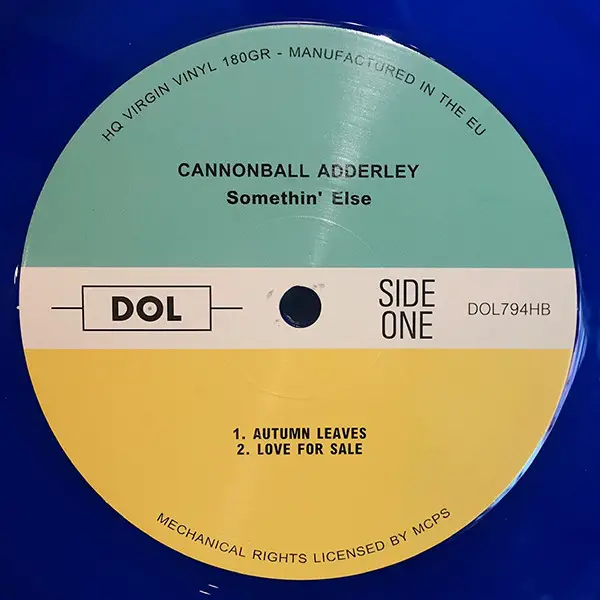 Cannonball Adderley - Somethin' Else (Blue, 180gr, LP, Album, Reissue) - фото №3