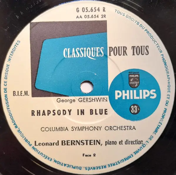 George Gershwin & New York Philharmonic & Columbia Symphony Orchestra & Leonard Bernstein - Rhapsody In Blue / Un Américain A Paris (LP, Reissue, Repress, Mono) - фото №4