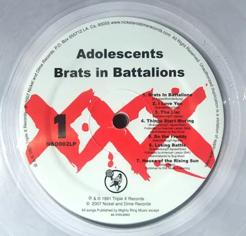 Adolescents - Brats In Battalions (Clear, LP, Album, Reissue) - фото №3
