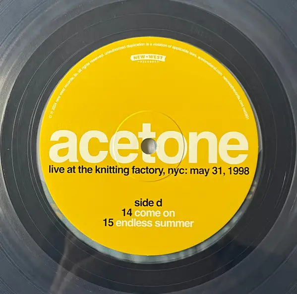 Acetone - I've Enjoyed As Much Of This As I Can Stand: Live At The Knitting Factory, NYC: May 31, 1998 (2 пластинки, Clear, LP) - фото №8