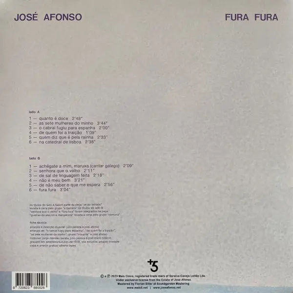 José Afonso - Fura Fura (Gatefold, LP, Album, Reissue, Stereo) - фото №4