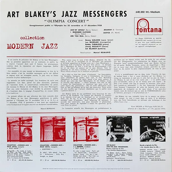 Art Blakey & The Jazz Messengers - Olympia Concert (2 платівки, Альбом, Лимітоване, Перевидання, Ремастеринг, Моно) - фото №4