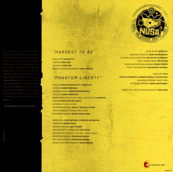 P.T. Adamczyk & Jacek Paciorkowski - Cyberpunk 2077: Phantom Liberty (Original Score) (LP, Album) - фото №6
