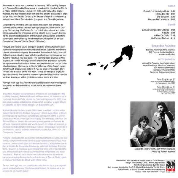 Ensamble Acustico - Un Exceso de Luz (LP, Album, Stereo) - фото №2